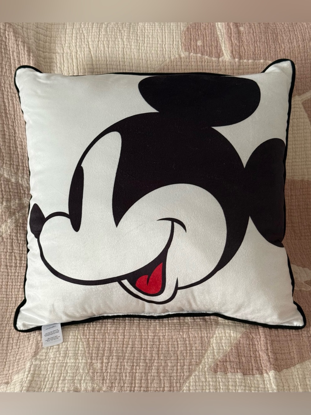 DISNEY MICKEY MOUSE Black & White Large Plush-Feel Pillow Like-New - Picture 2 of 9